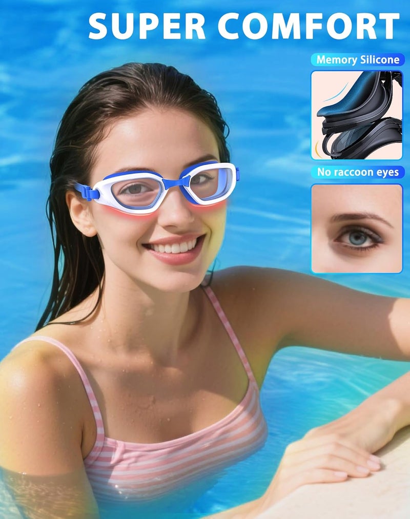 Vegemono Swim Goggles, Unisex Adult Swimming Goggles Anti Fog Anti UV No Leakage Wide View for Men Women Youth - Image 4